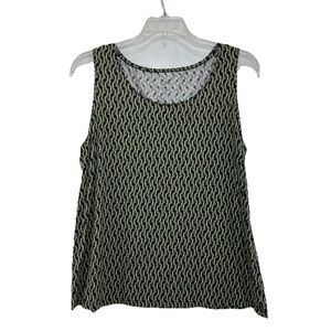 J. Jill Black and Olive Green Geometric Tank Top